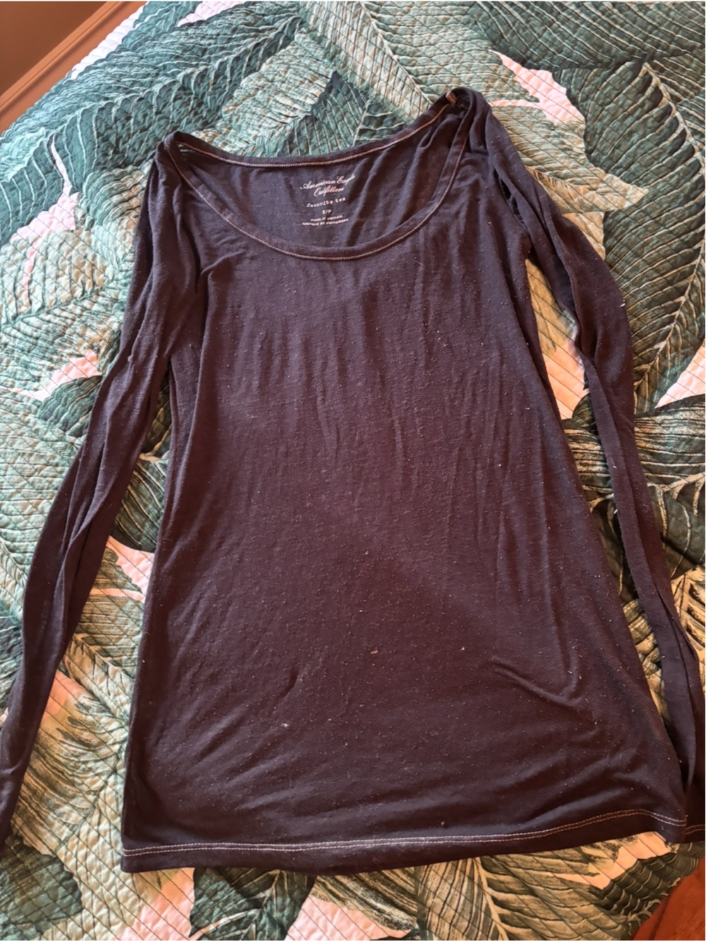 American eagle Long Sleeve Scoop Neck Women's Top - gray